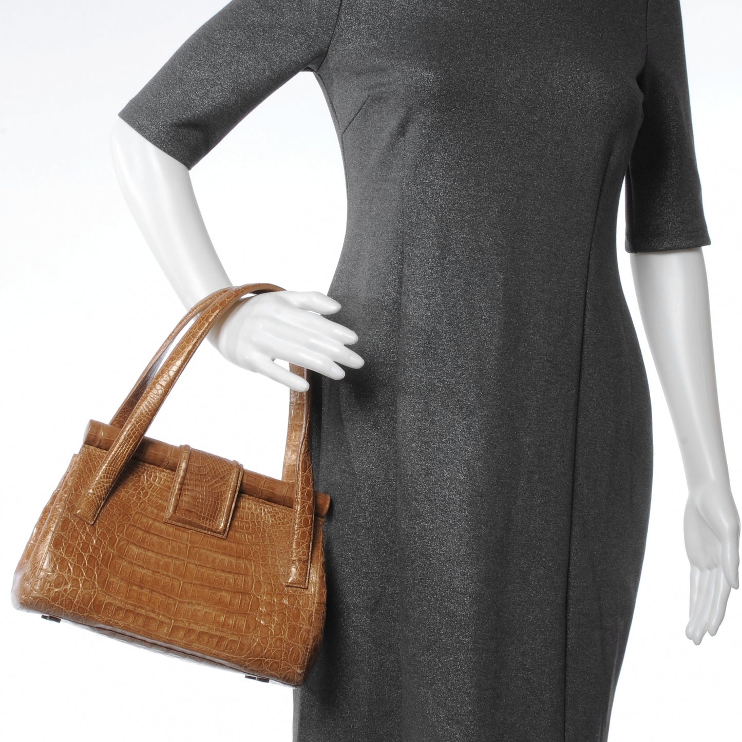 Crocodile Satchel Gold