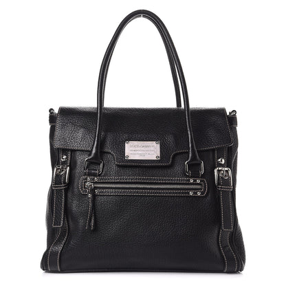 Dolce & Gabbana Grained Calfskin Large Easy Way Flap Tote Black 1 of 7