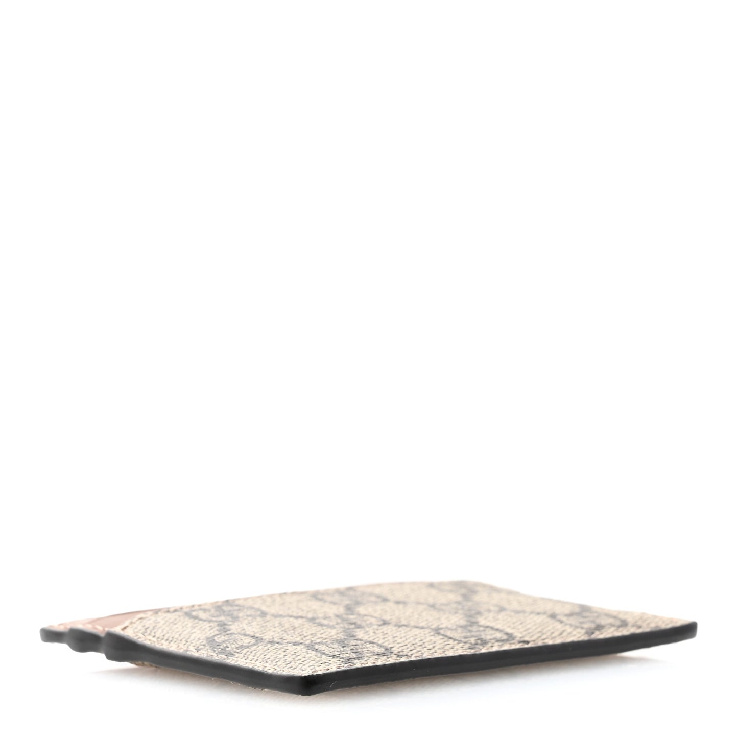 GG Supreme Monogram Calfskin Card Holder Beige Ebony Cuir