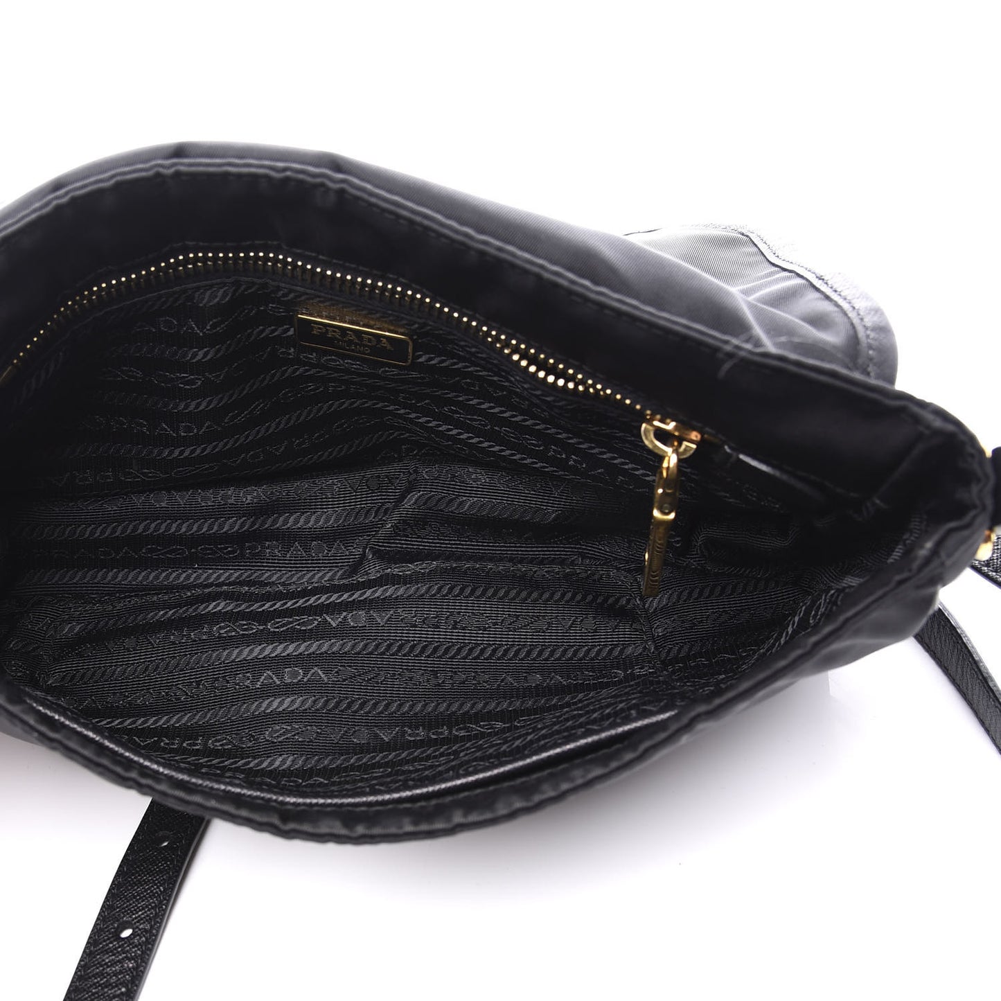 Tessuto Nylon Saffiano Small Messenger Bag Black