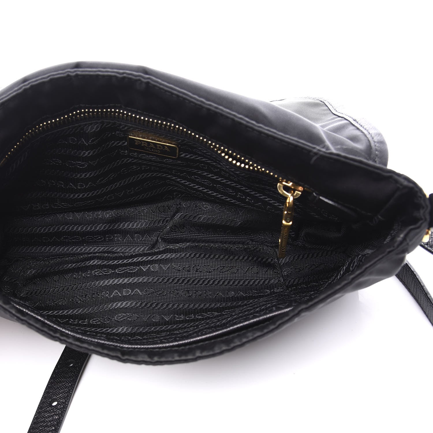 Prada Tessuto Nylon Saffiano Small Messenger Bag Black 4 of 9