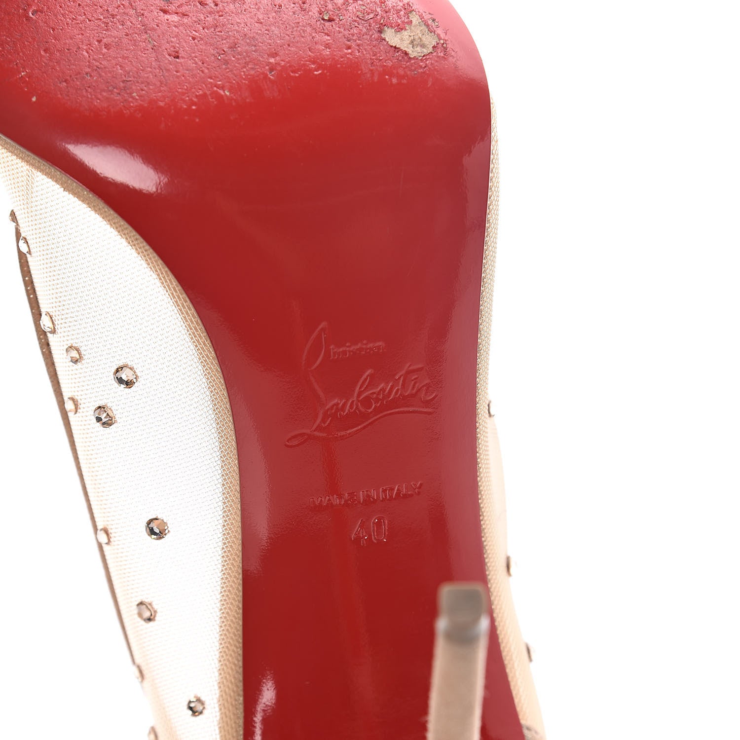 Christian Louboutin Suede Silk Crystal Strass Follies 100 Pumps 40 Neutral 6 of 11