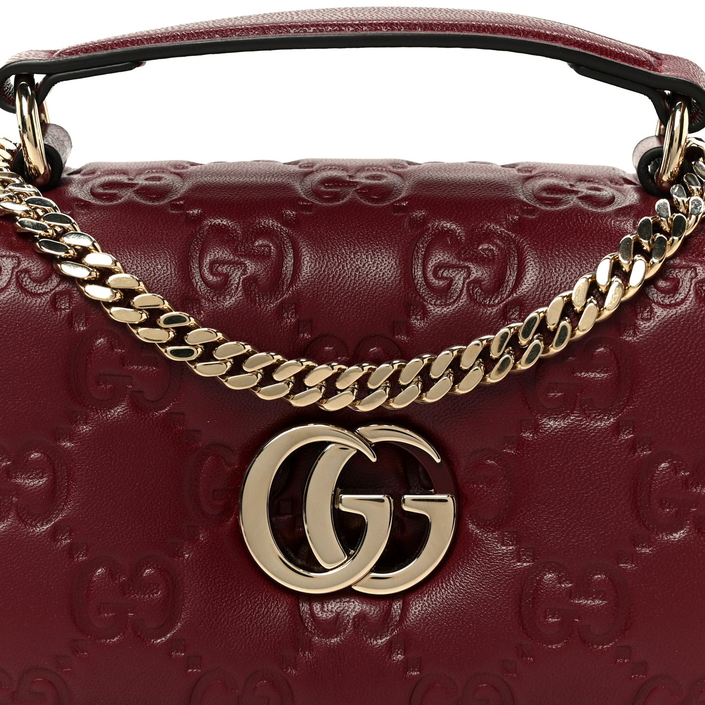 Lambskin Embossed Mini GG Milano Top Handle Shoulder Bag Rosso Ancora