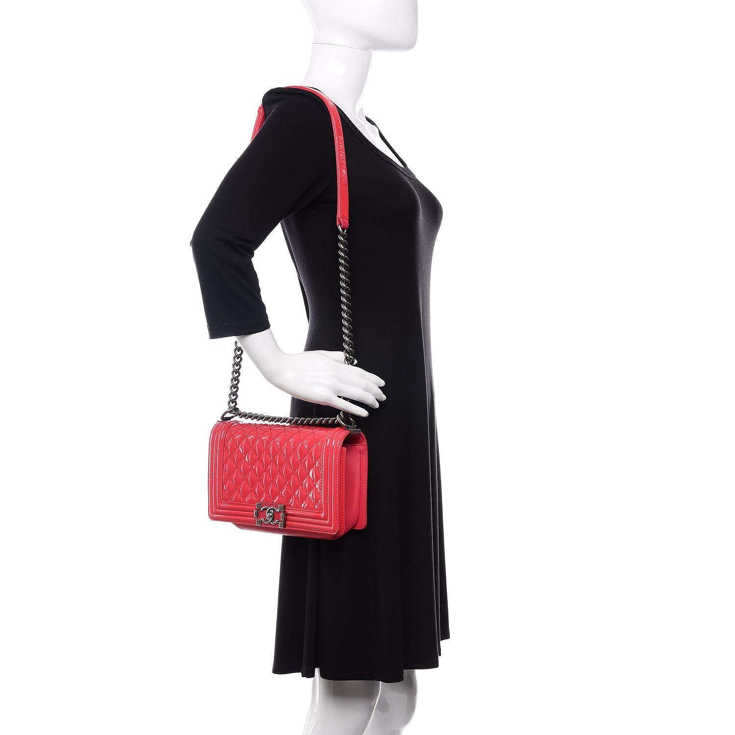 Chanel Patent Calfskin Enamel Quilted Medium Boy Flap Pink 2 of 17