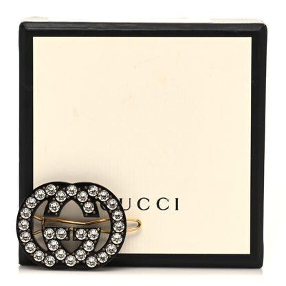 Gucci Resin Crystal Interlocking G Hair Clip Black 6 of 6