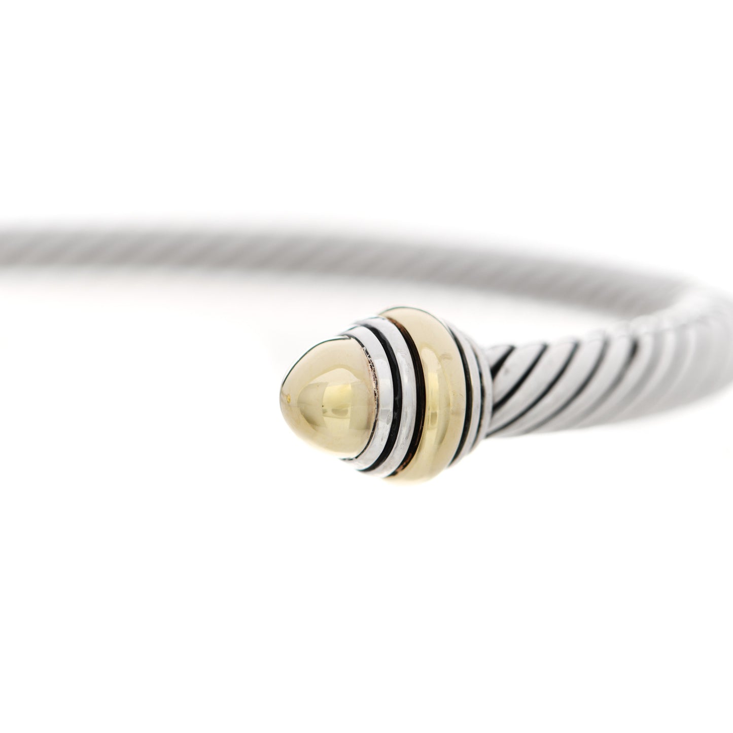 Sterling Silver 14K Yellow Gold 5mm Cable Classics Dome Bracelet
