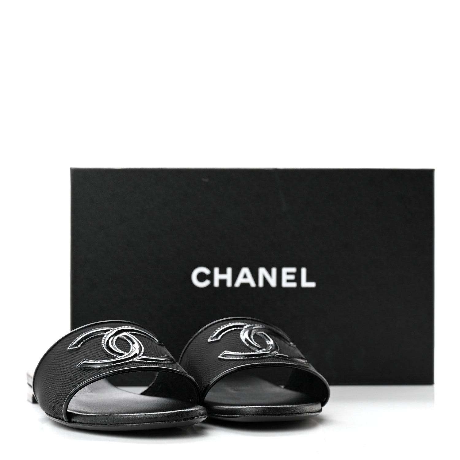 Chanel Mesh Patent Calfskin CC Mules 37 Black 10 of 10