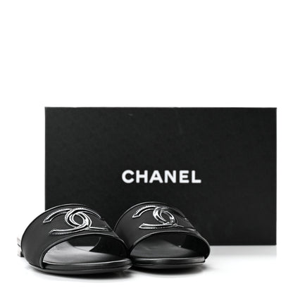 Chanel Mesh Patent Calfskin CC Mules 37 Black 10 of 10