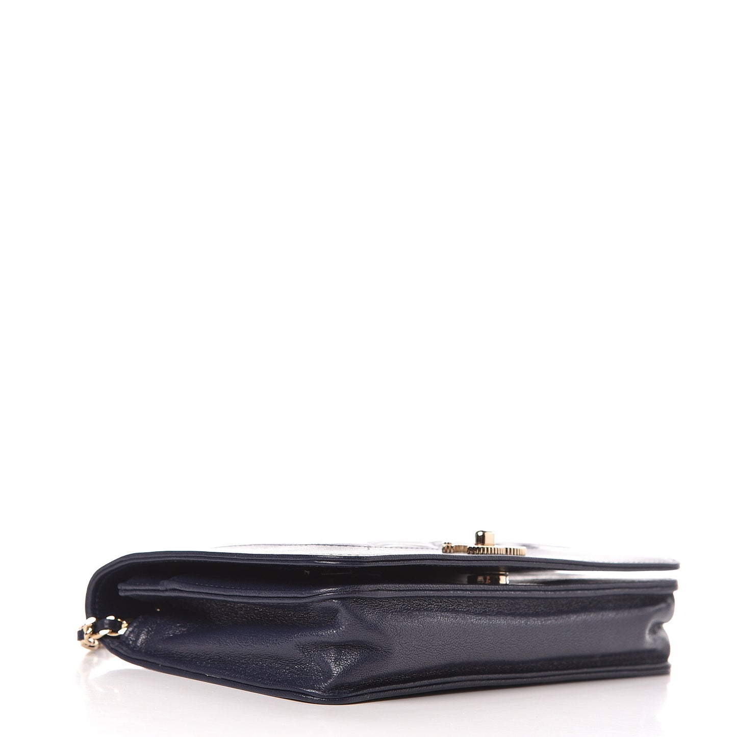 Sheepskin Quilted Mademoiselle Vintage Wallet On Chain WOC Navy