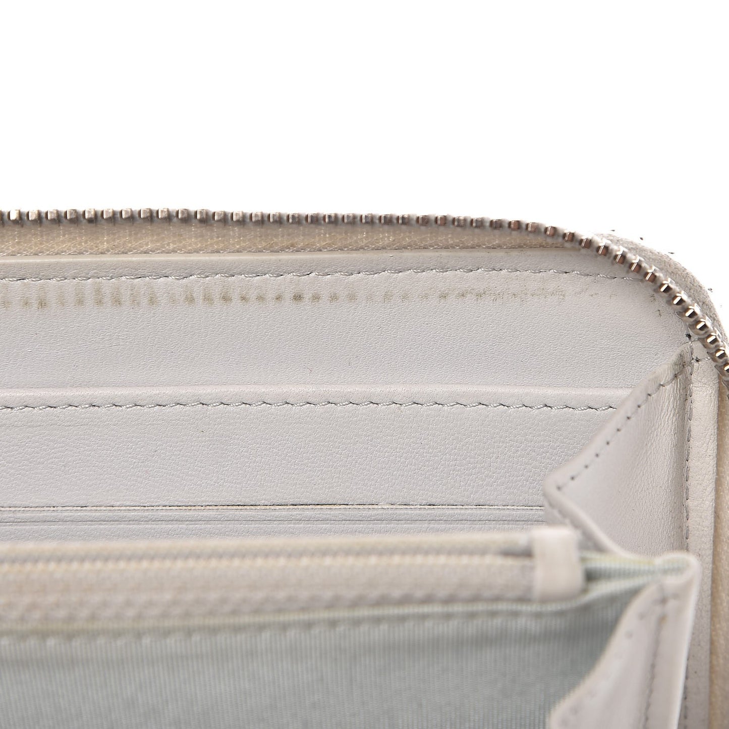 Metallic Galuchat Stingray Lambskin Boy Zip Around Wallet Silver