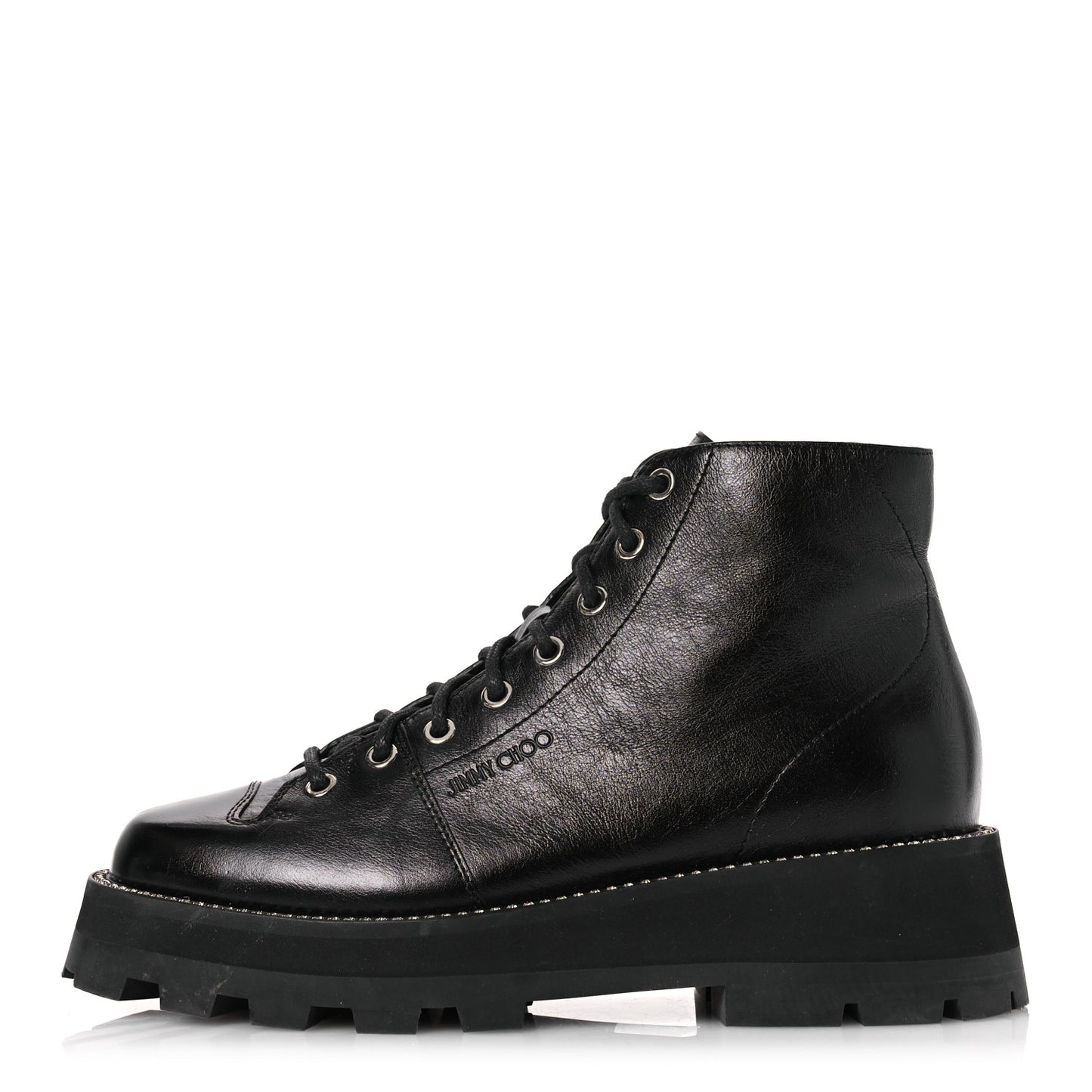 Calfskin Crystal Embellished Colby Combat Boots 39.5 Black