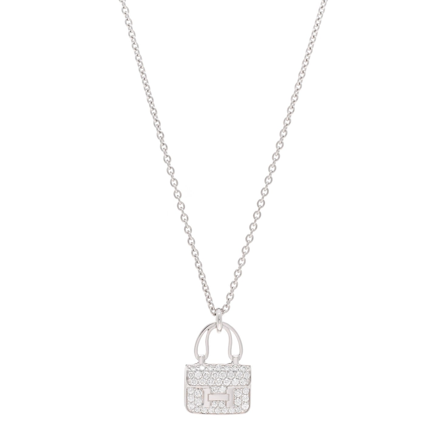 18K White Gold Diamond Constance Amulettes Pendant Necklace