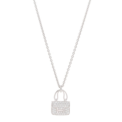 Hermes 18K White Gold Diamond Constance Amulettes Pendant Necklace 1 of 6