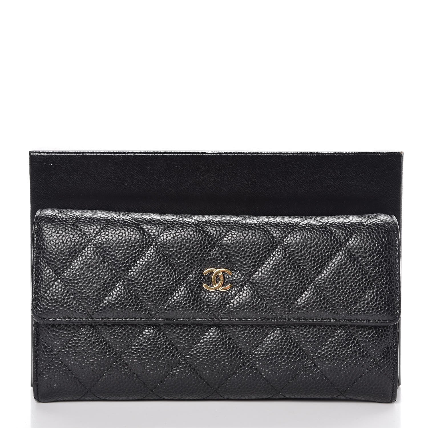 Chanel Caviar Quilted Large Gusset Flap Wallet Black 9 of 9