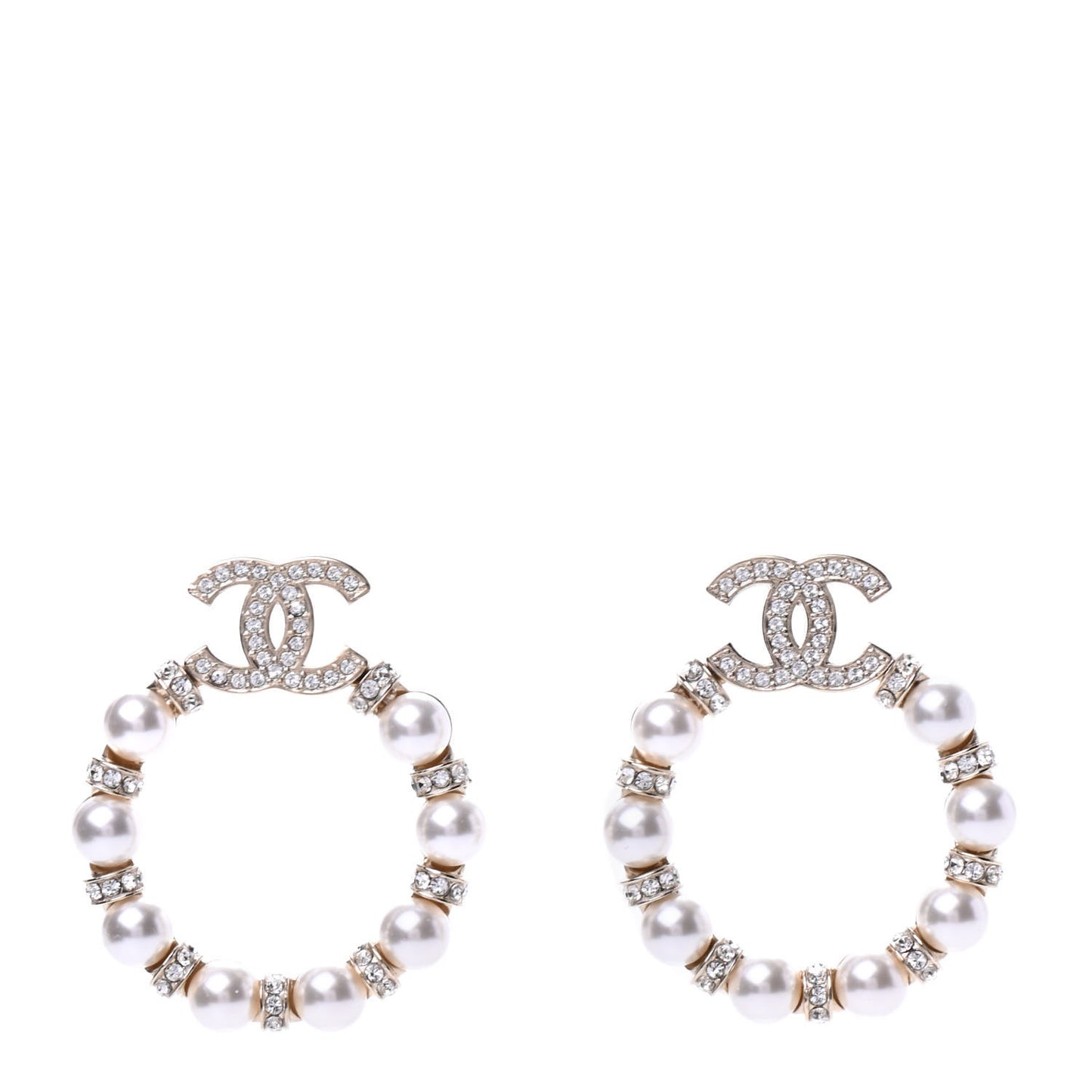 Pearl Crystal Nefertiti CC Drop Earrings Gold