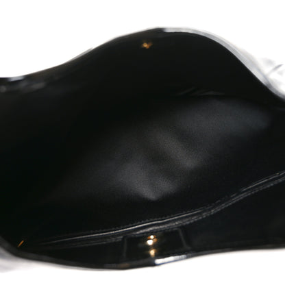 Saint Laurent Shiny Crinkled Calfskin Buffalo Horn Mombasa Hobo Black 5 of 10
