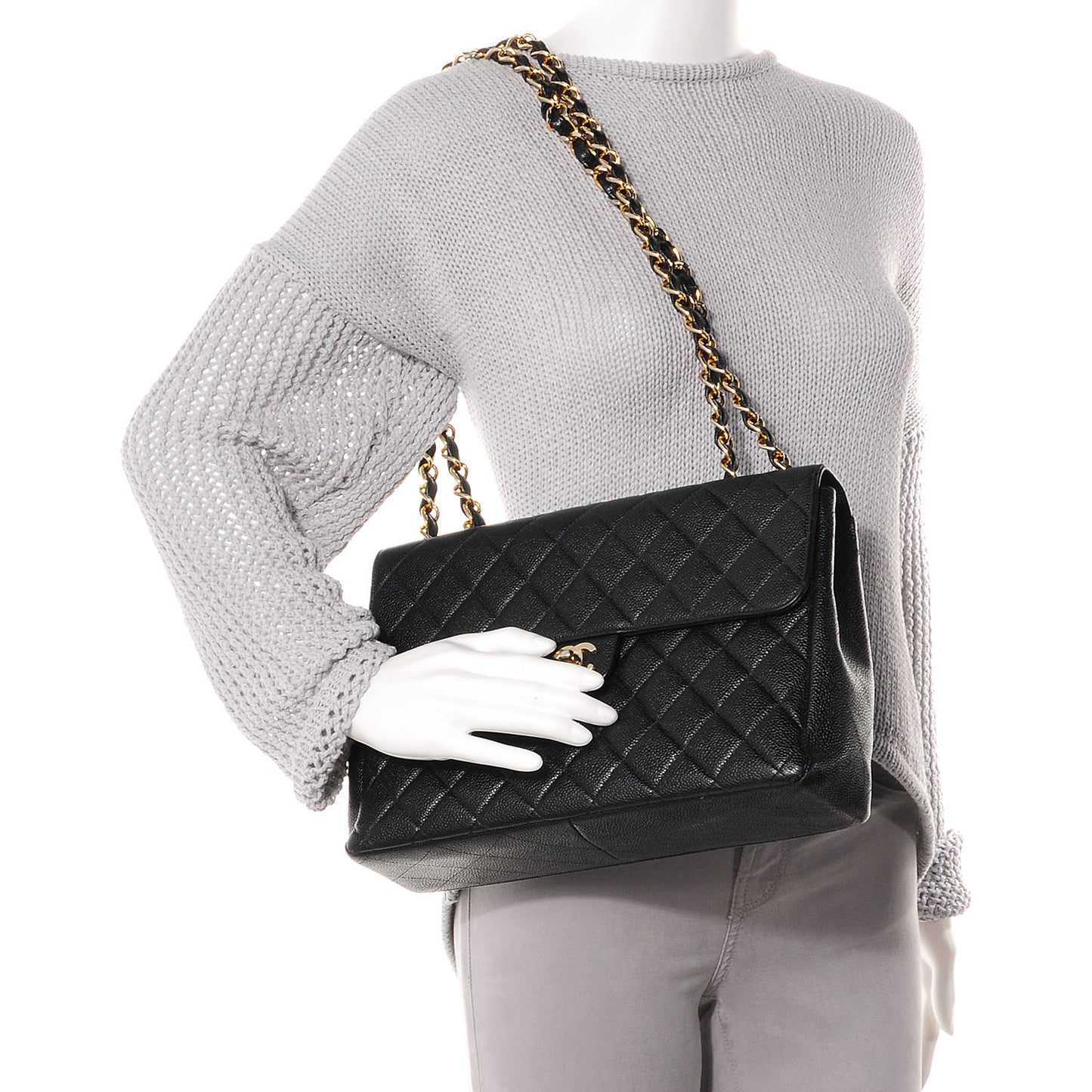 Caviar Jumbo Single Flap Black