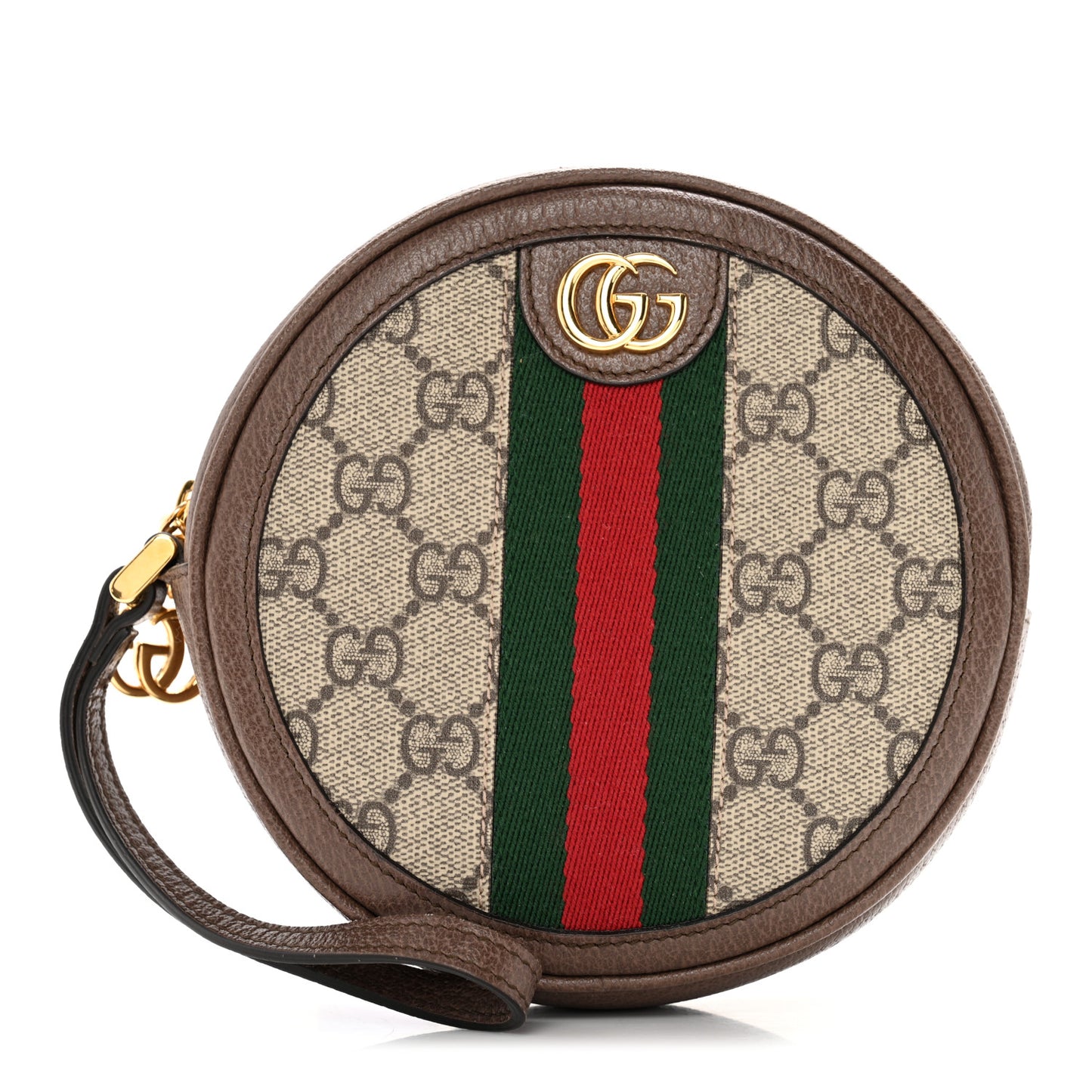GG Supreme Monogram Web Ophidia Circle Wristlet Beige New Acero