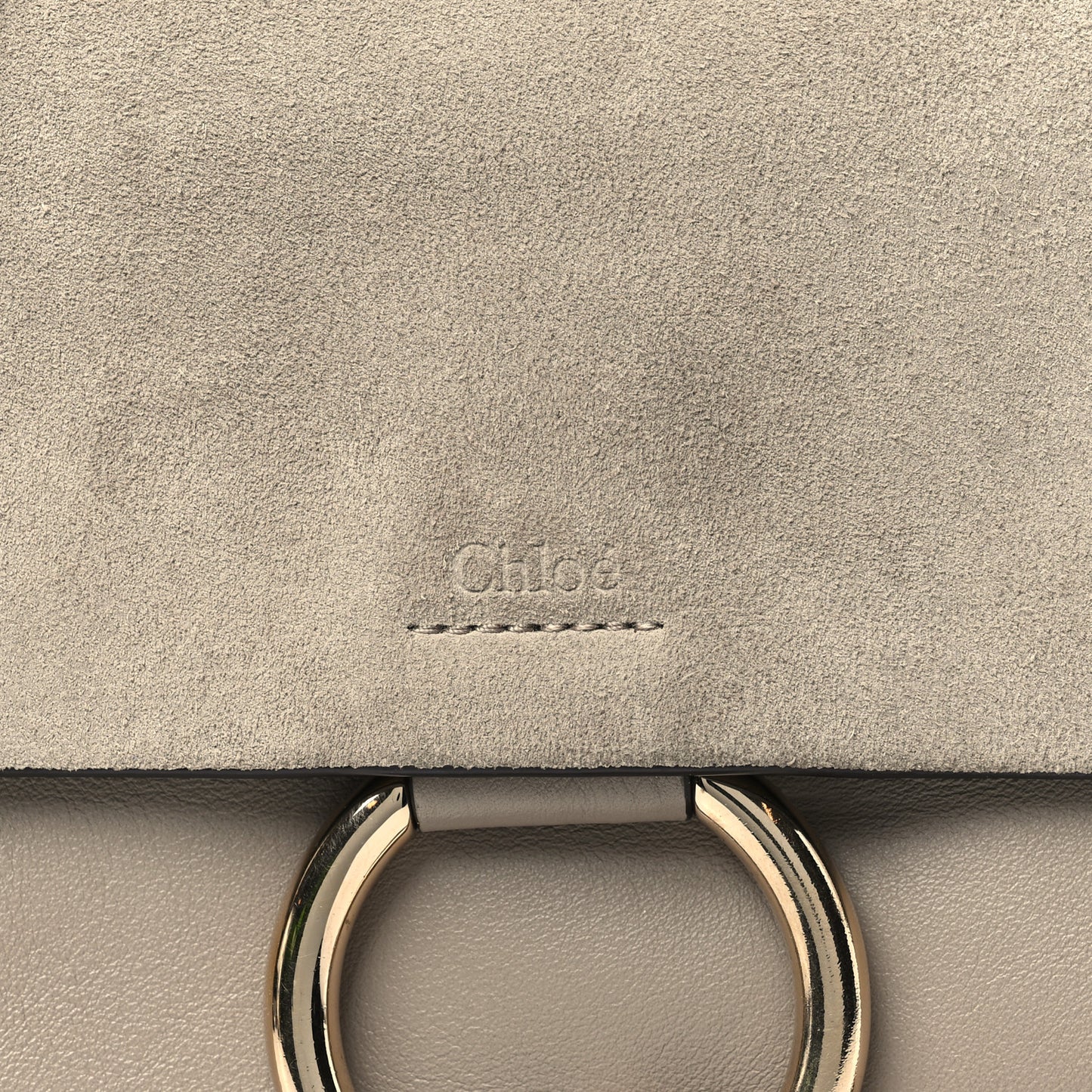 Suede Calfskin Small Faye Shoulder Bag Motty Grey