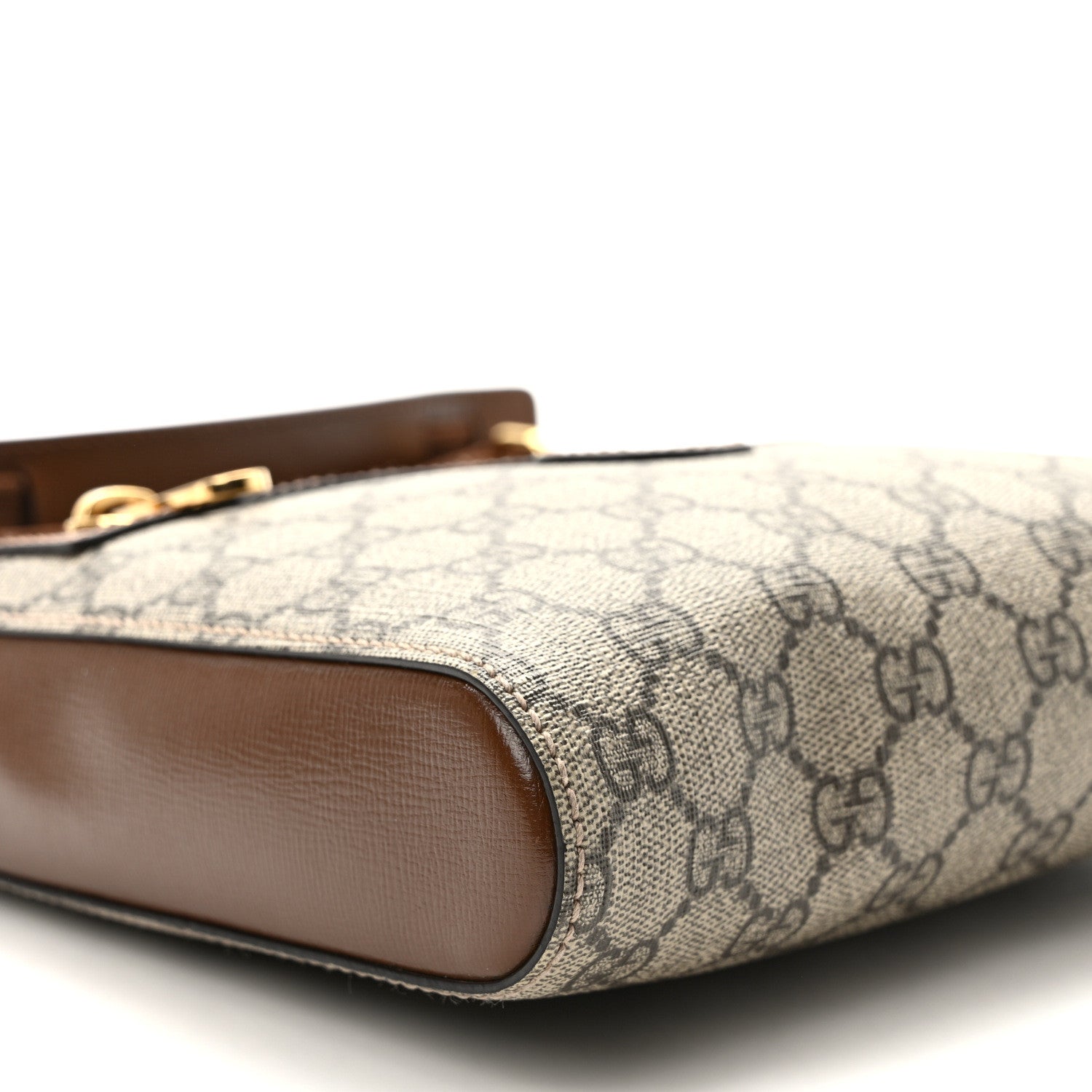 Gucci GG Supreme Monogram Azalea Calfskin Retro Interlocking G Flat Messenger Bag Beige Ebony Brown Sugar 8 of 9