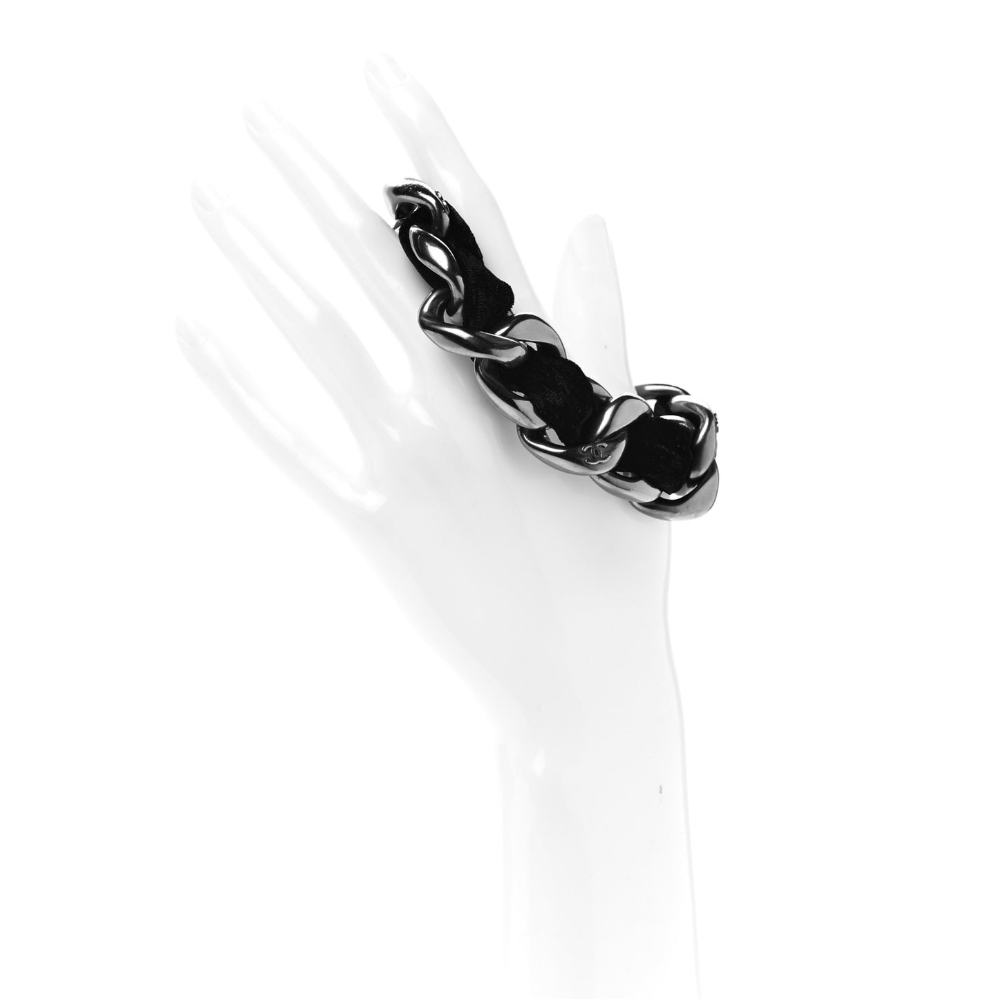 Velvet Chain Link CC Bracelet Black Ruthenium