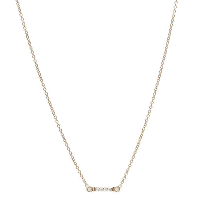Tiffany 18K Rose Gold Diamond Fleur de Lis Key Bar Pendant Necklace 1 of 5