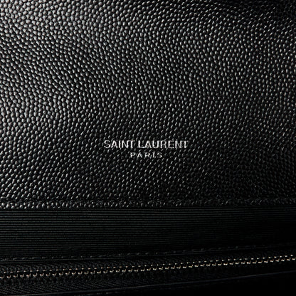 Saint Laurent Grain De Poudre Textured Mixed Matelasse Large Triquilt Monogram Satchel Black 6 of 11