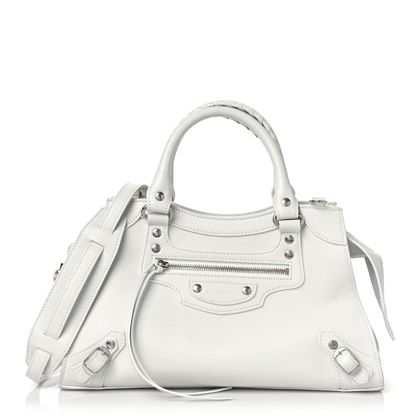 Grained Calfskin Neo Classic Silver Hardware S City White
