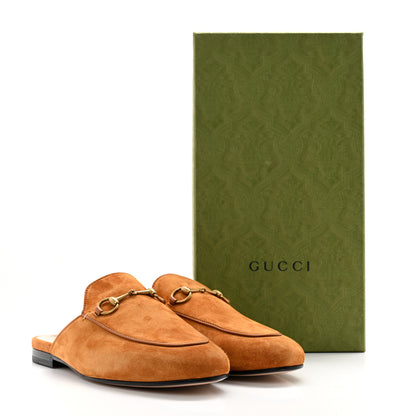 Gucci Suede Cachemire Malaga Kid Womens Princetown Slippers 38.5 Blondie Cognac 10 of 10