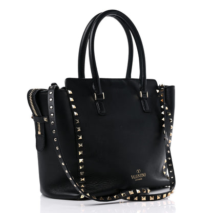Valentino Garavani Vitello Rockstud Double Handle Tote Black 3 of 12