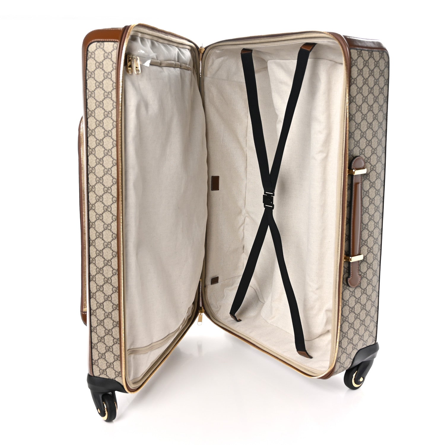 Gucci GG Supreme Monogram Azalea Calfskin Retro Interlocking G Carry On Trolley Beige Ebony Brown Sugar 4 of 11