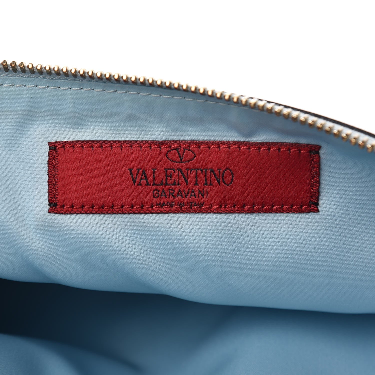 Valentino Garavani Vitello Large Rockstud Zip Pouch Sky Sorbet 6 of 9