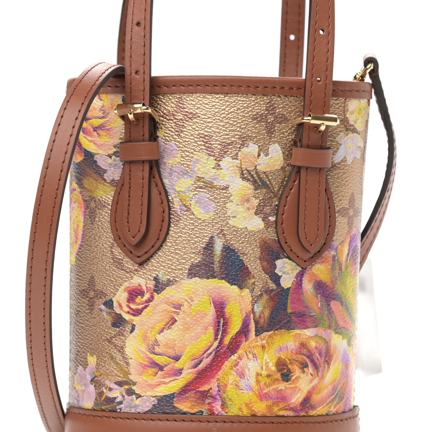 Louis Vuitton Metallic Monogram LV Garden Nano Bucket Bag Gold 8 of 11