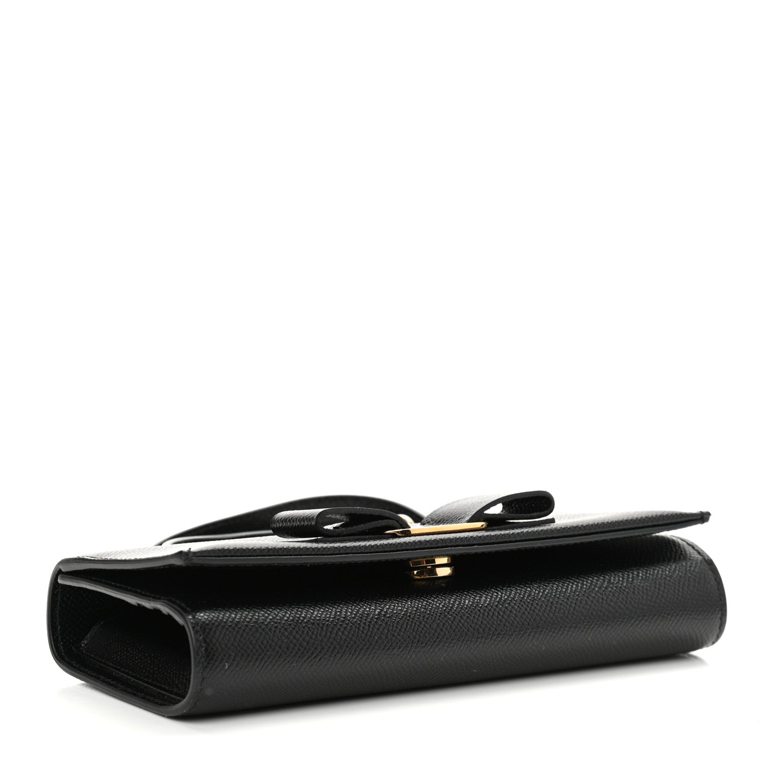 Salvatore Ferragamo Hammered Calfskin Mini Vera Bow Handle Bag Black 4 of 9