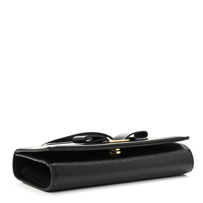 Salvatore Ferragamo Hammered Calfskin Mini Vera Bow Handle Bag Black 4 of 9