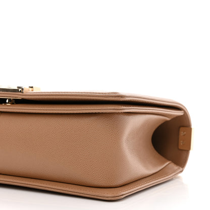 Chanel Caviar Chevron Quilted Medium Boy Flap Dark Beige 10 of 11