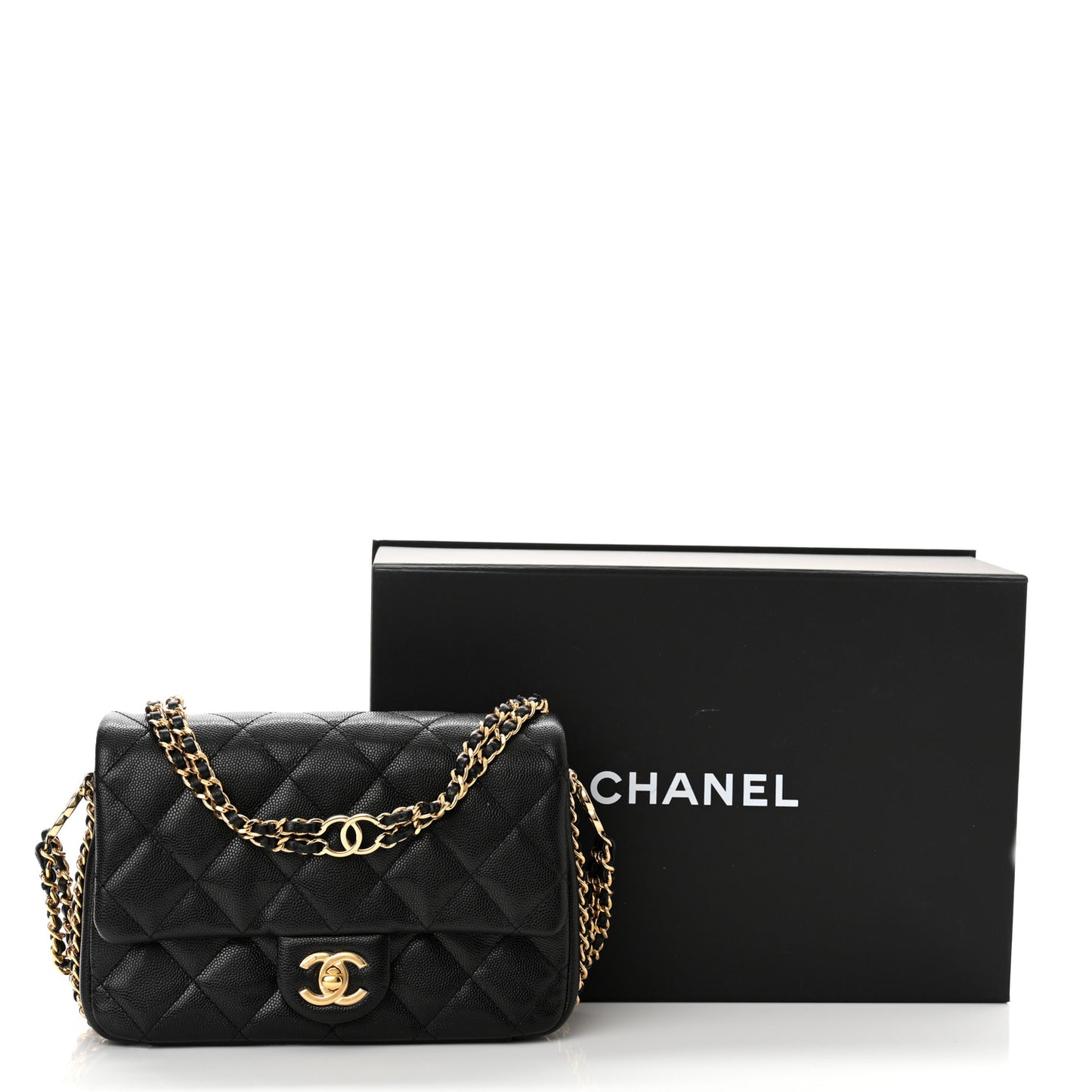 Caviar Quilted Mini CC You Flap Black