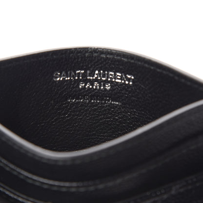 Saint Laurent Grain De Poudre Matelasse Chevron Monogram Credit Card Case Black 6 of 6
