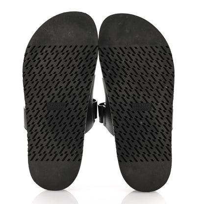 Hermes Calfskin Womens Chypre Sandals 38 Black 6 of 12