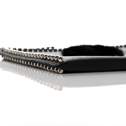 Fendi Vitello Elite Mink Fur Studded Karlito Zip Around Pouch Black 9 of 14