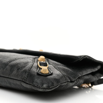 Balenciaga Agneau Giant 12 Gold Hardware Envelope Strap Clutch Black 9 of 10