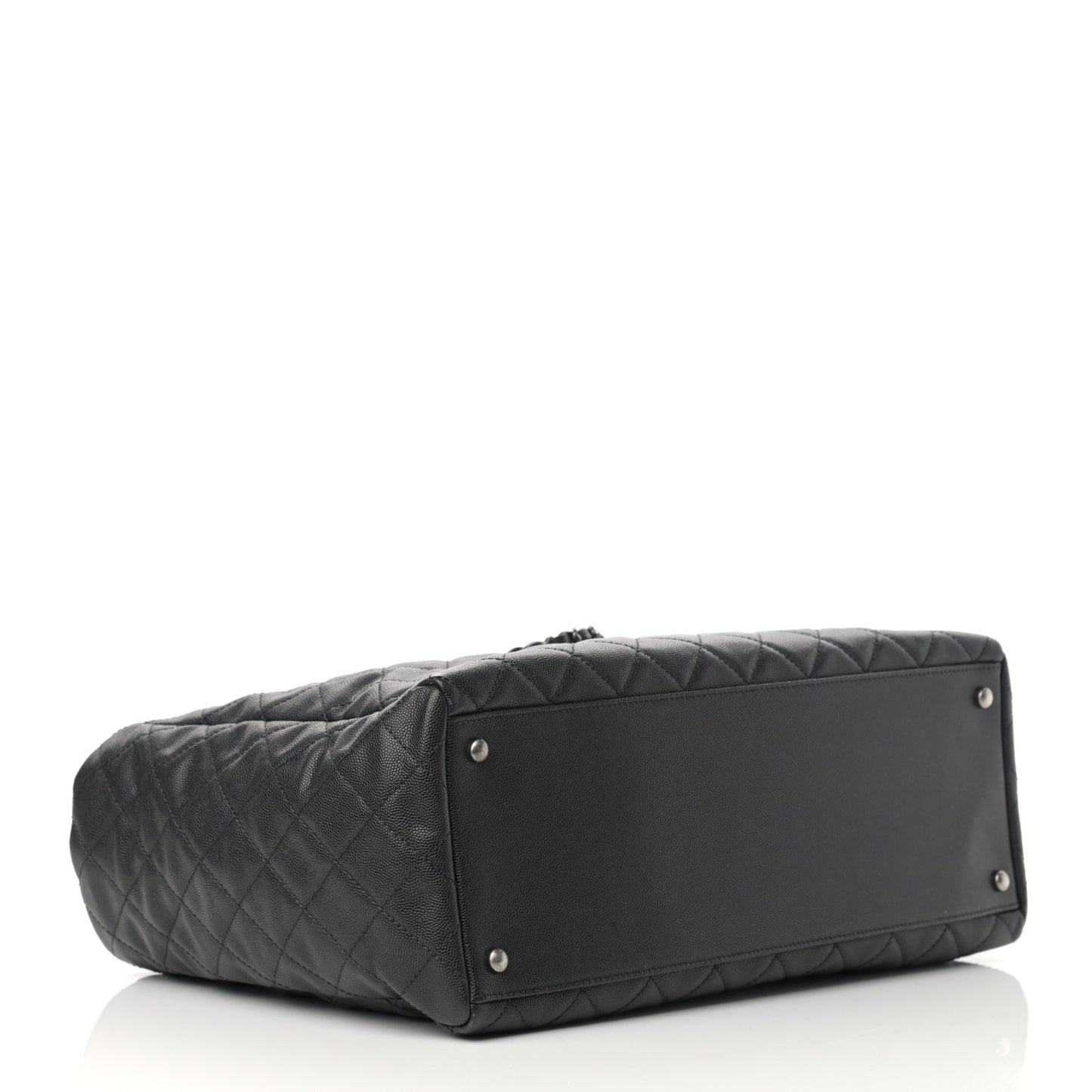 Caviar Lizard Quilted Large Coco Handle Shopping Tote Black