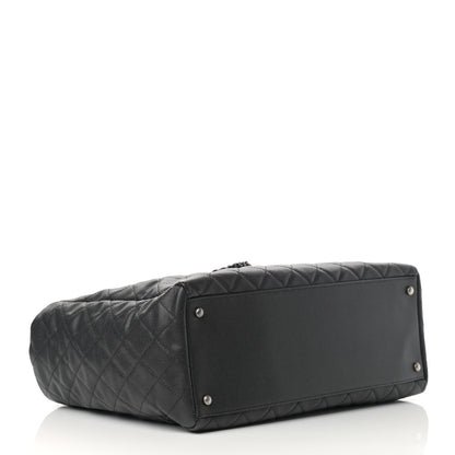 Chanel Caviar Lizard Quilted Large Coco Handle Shopping Tote Black 5 of 14