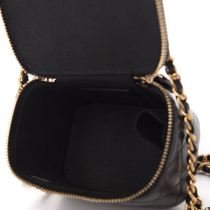 Chanel Lambskin Quilted Top Handle Mini Vanity Case With Chain Black 5 of 11