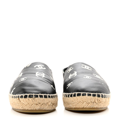 Chanel Lambskin Printed CC Espadrilles 41 Black White 3 of 9