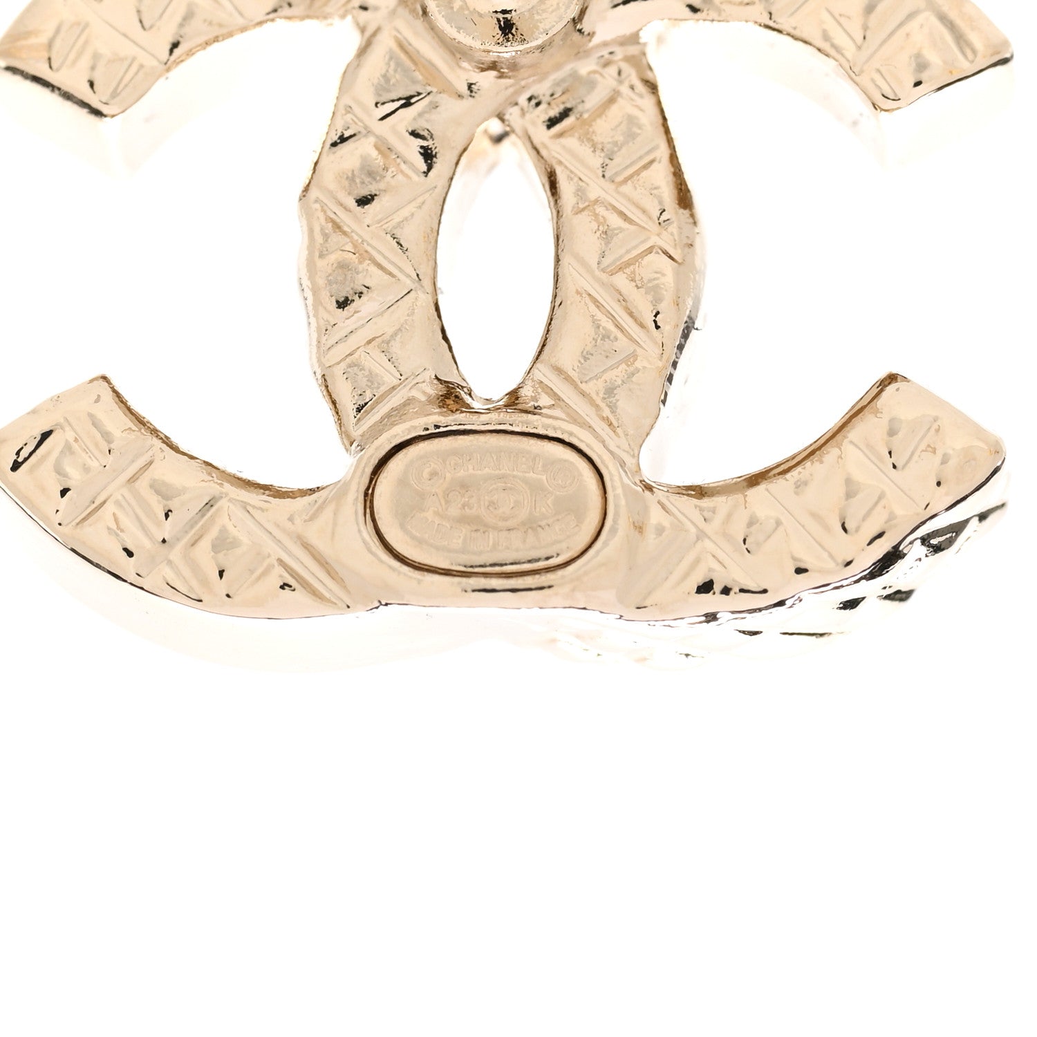 Chanel Textured Metal Crystal CC Earrings Gold 4 of 5