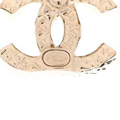Chanel Textured Metal Crystal CC Earrings Gold 4 of 5