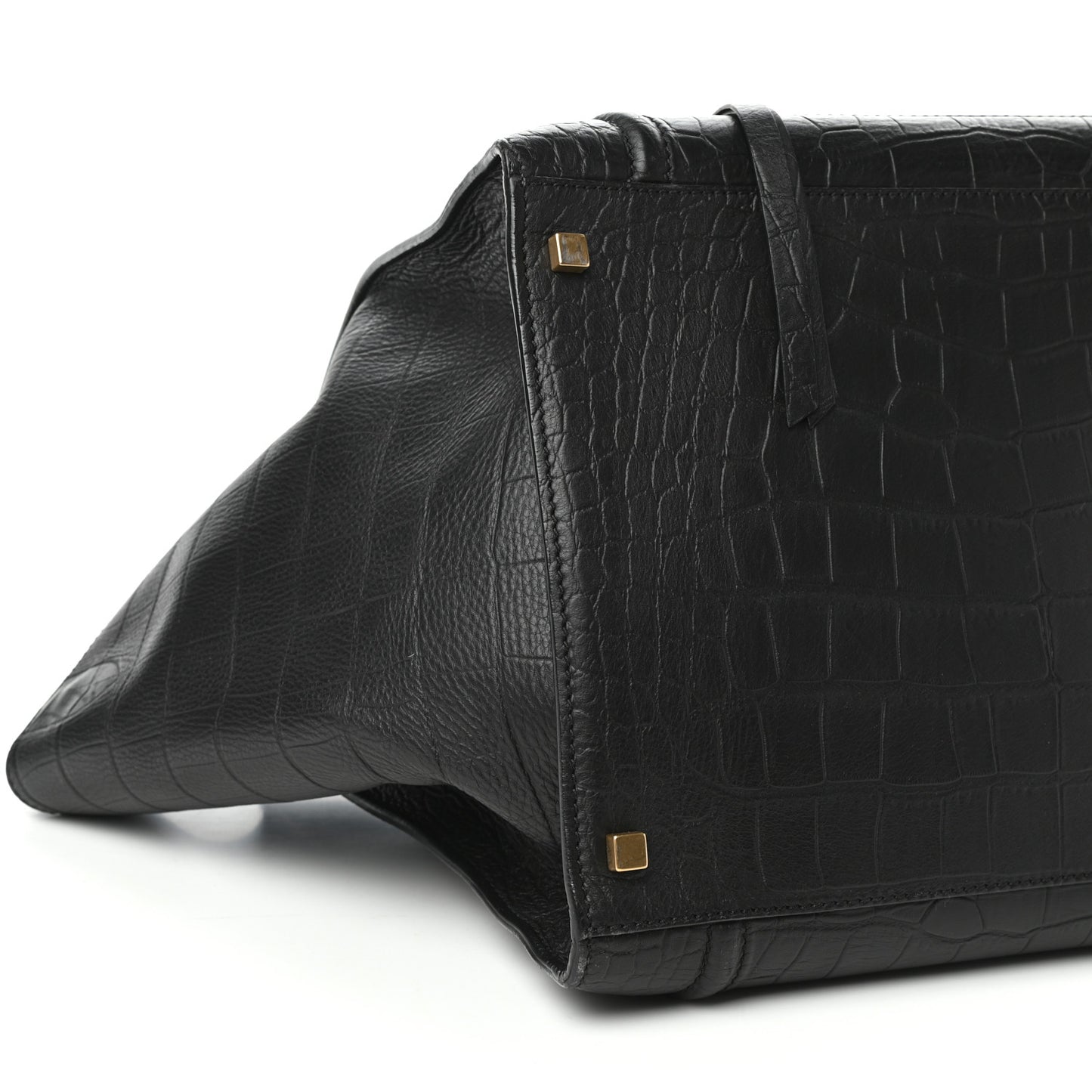 Crocodile Embossed Calfskin Medium Phantom Luggage Black