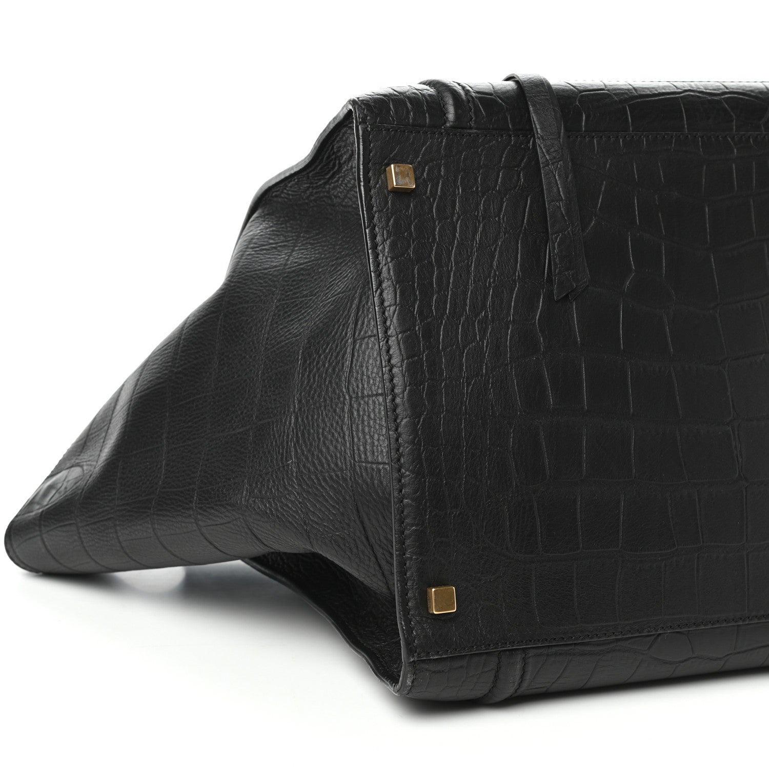 Celine Crocodile Embossed Calfskin Medium Phantom Luggage Black 7 of 8