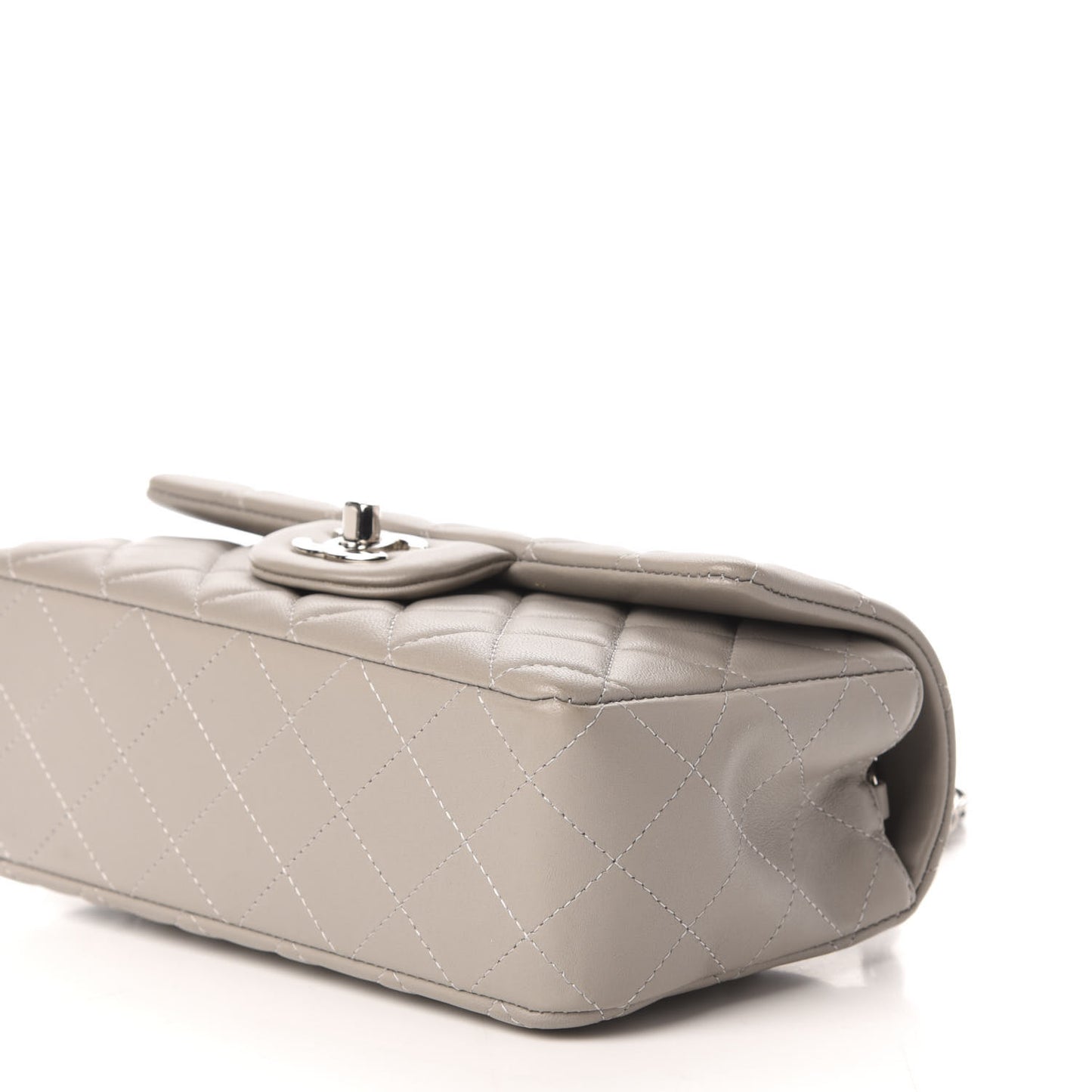 Lambskin Quilted Mini Rectangular Flap Grey